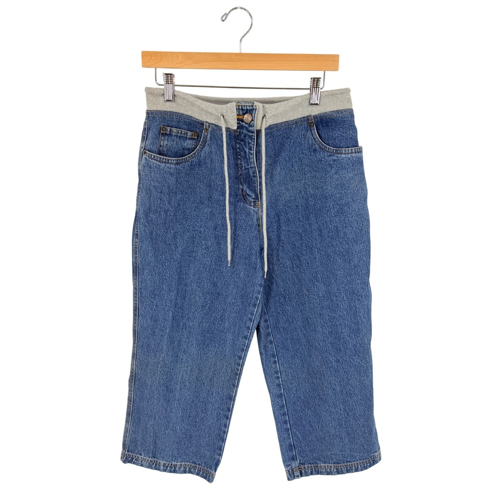 Vintage 90s Bill Blass Petite Cropped Jeans Blue 6P Drawstring Denim Capris